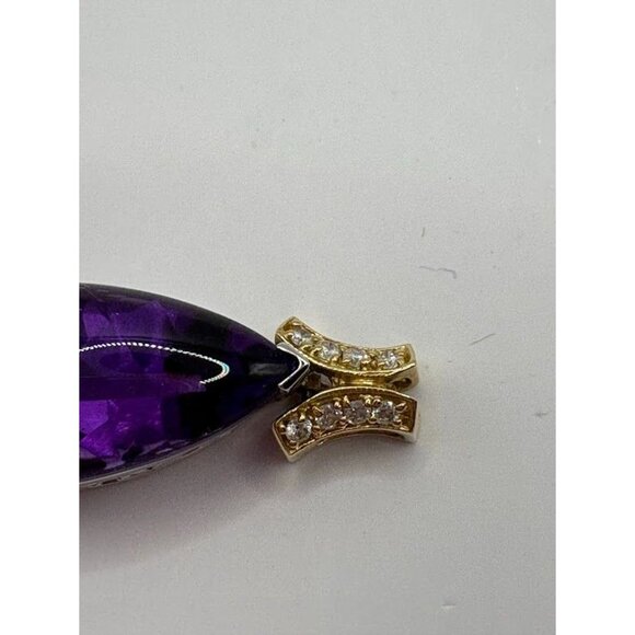 Vintage 14K Diamond and Teardrop Amethyst Pendant in Filigree Setting - Picture 6 of 8